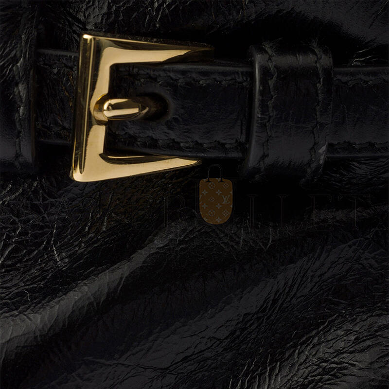 PRADA BLACK MINI LEATHER BONNIE TOP-HANDLE BAG 1BA486 (23.5*12*9cm)